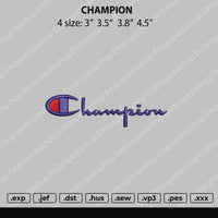 Champi0n Embroidery File 4 size