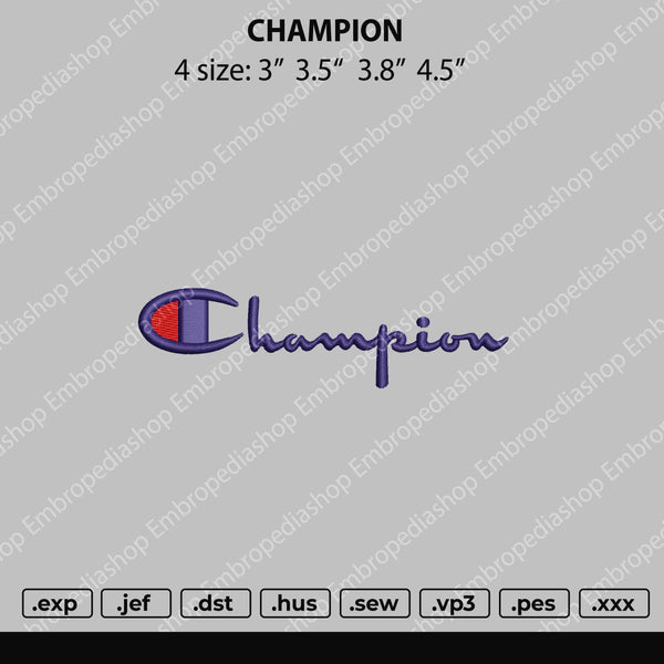 Champi0n Embroidery File 4 size