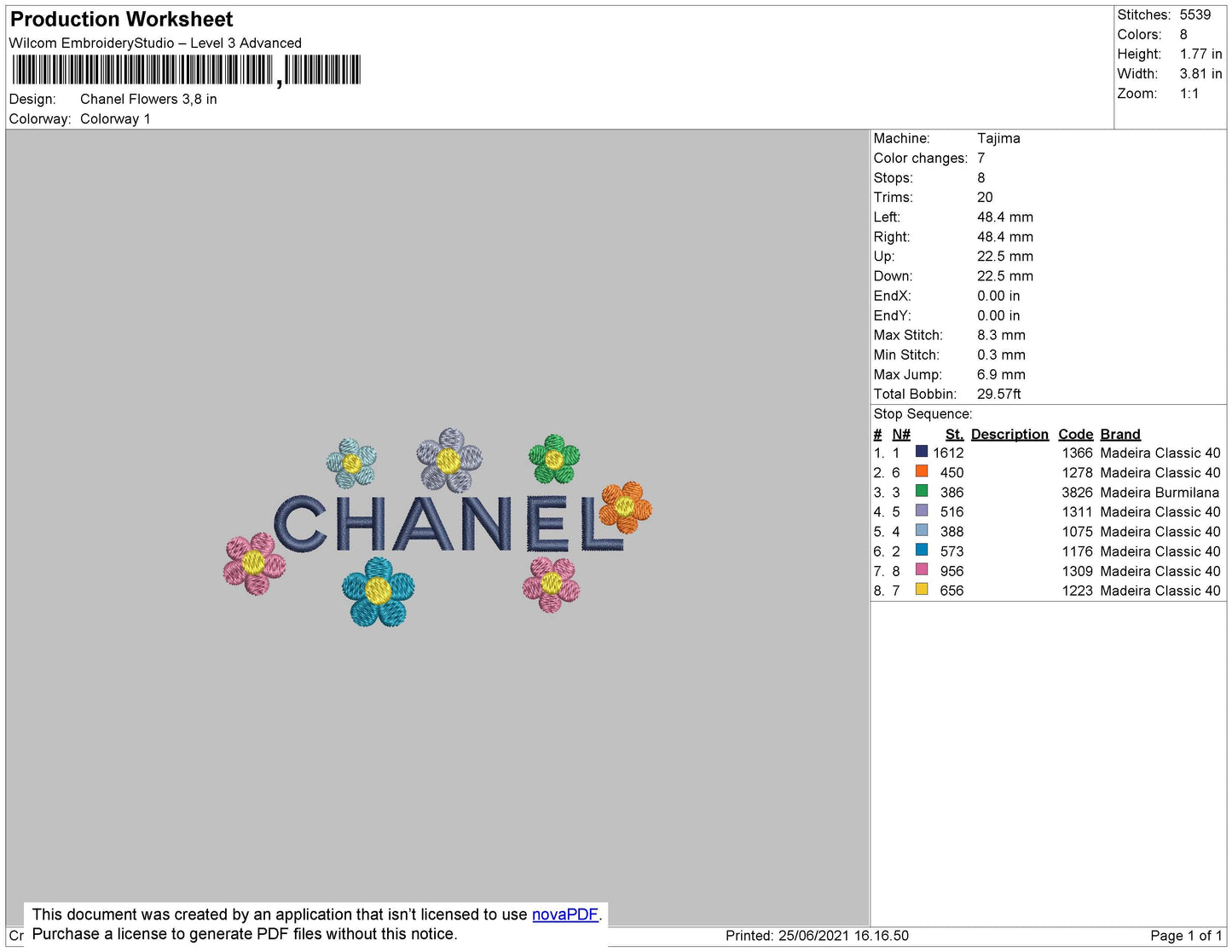 Chnl Flower Embroidery File 4 size
