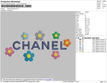 Chnl Flower Embroidery File 4 size