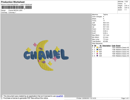 Chnl Moon Embroidery File 4 size
