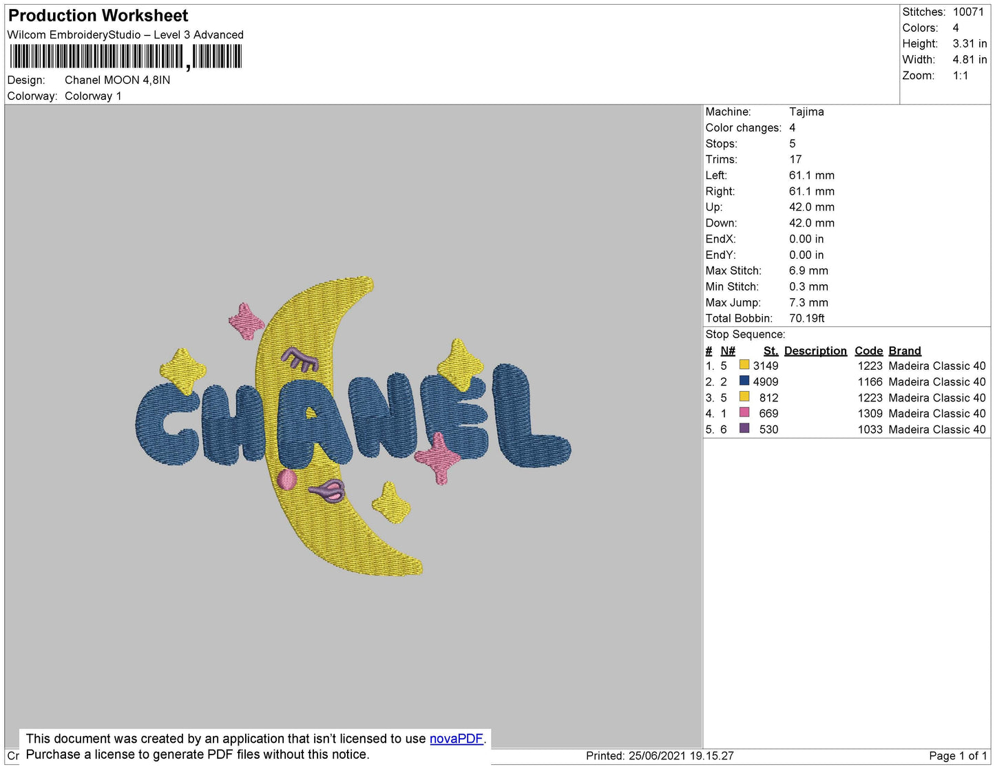 Chnl Moon Embroidery File 4 size