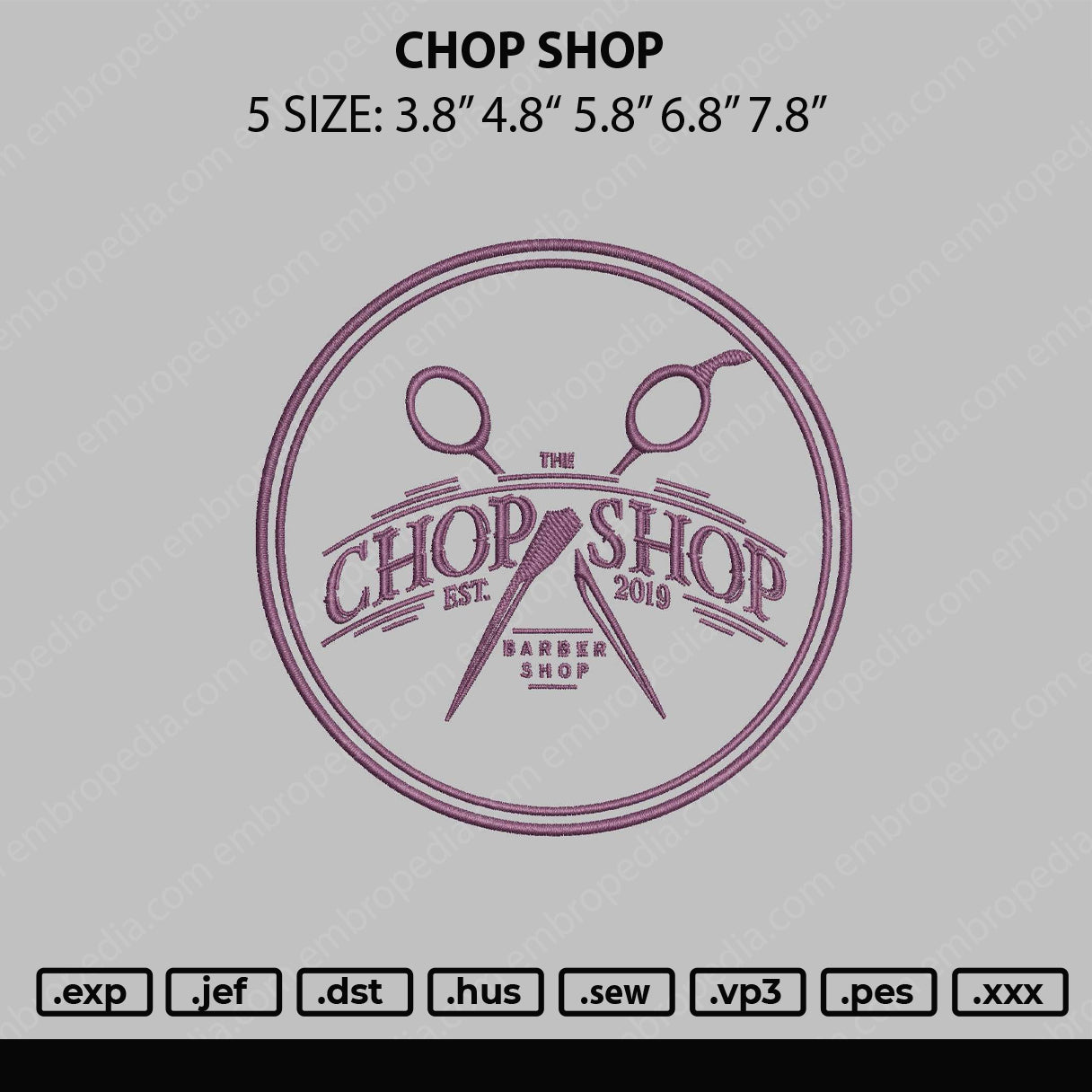 Chop Shop Embroidery File 5 sizes