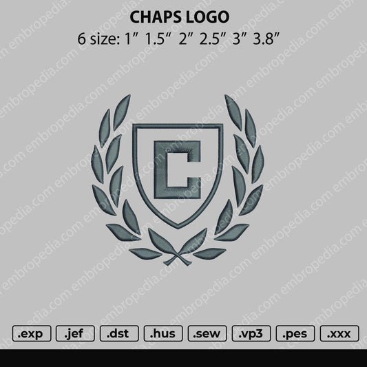 Chaps Logo Embroidery File 6 size