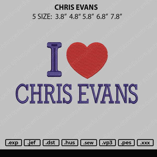 Chris Evans Embroidery File 4 size