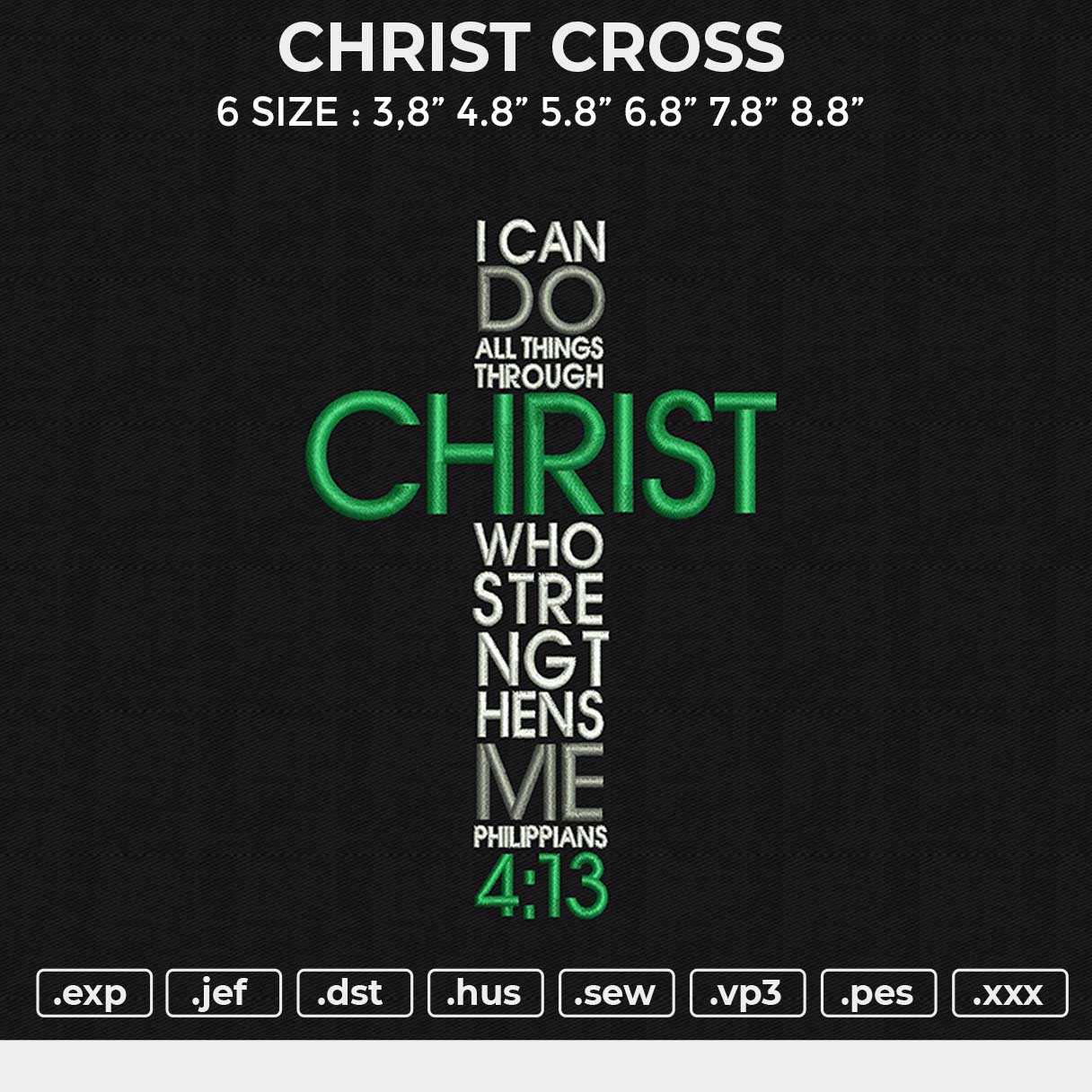 CHRIST CROSS Embroidery File 6 size