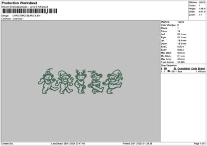 Xmas Bears 24 Embroidery File 6 sizes