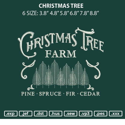 Christmas Tree Embroidery File 4 size