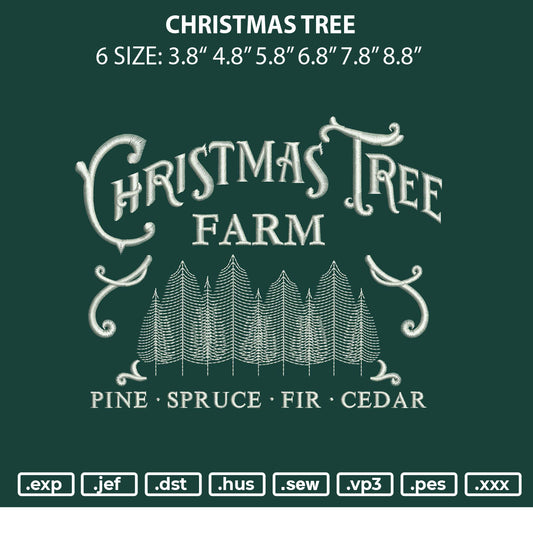 Christmas Tree Embroidery File 4 size