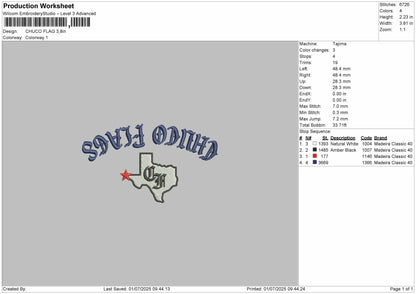 Chuco Flag Embroidery File