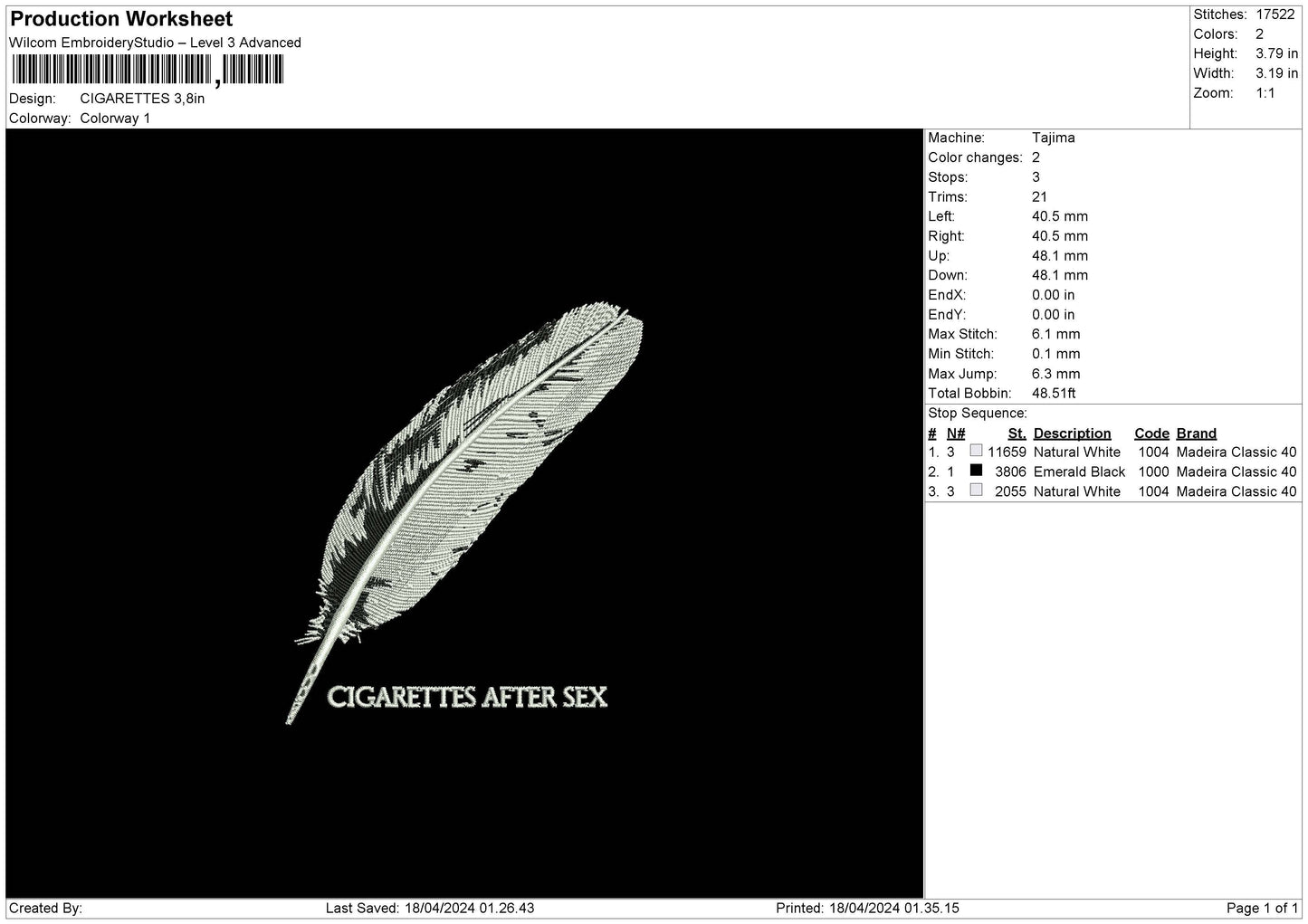 Cigarettes Embroiery File 6 sizes