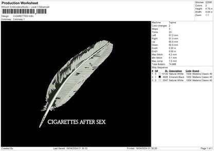 Cigarettes Embroiery File 6 sizes