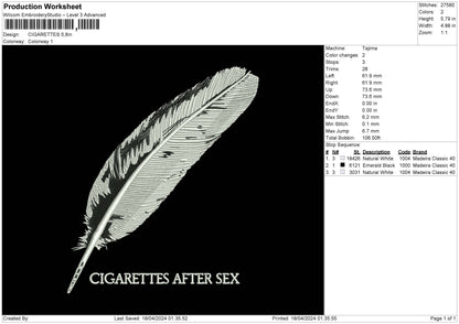 Cigarettes Embroiery File 6 sizes