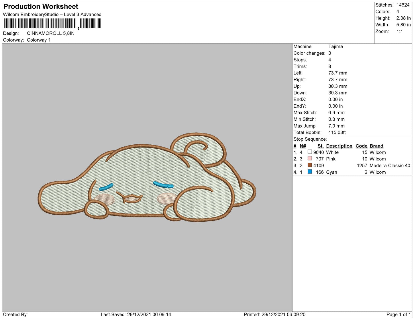 Cinnamoroll v2 Embroidery File 5 size