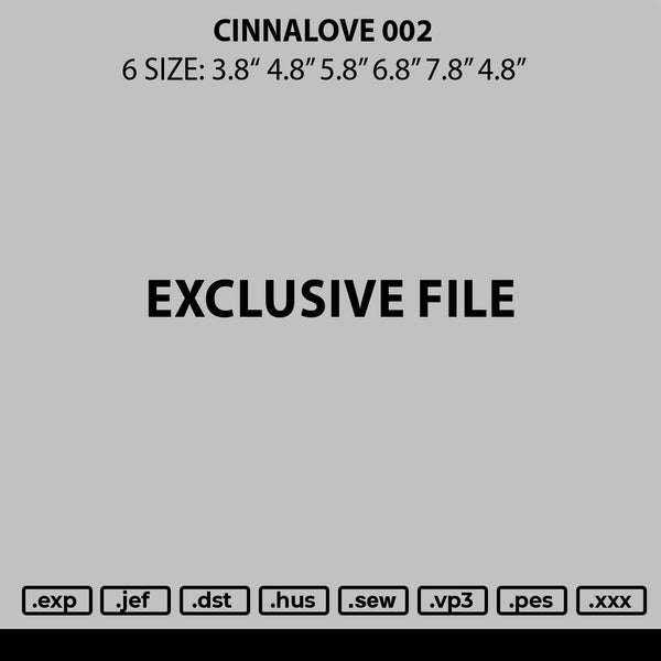 Cinnalove 002 Embroidery File 6 sizes