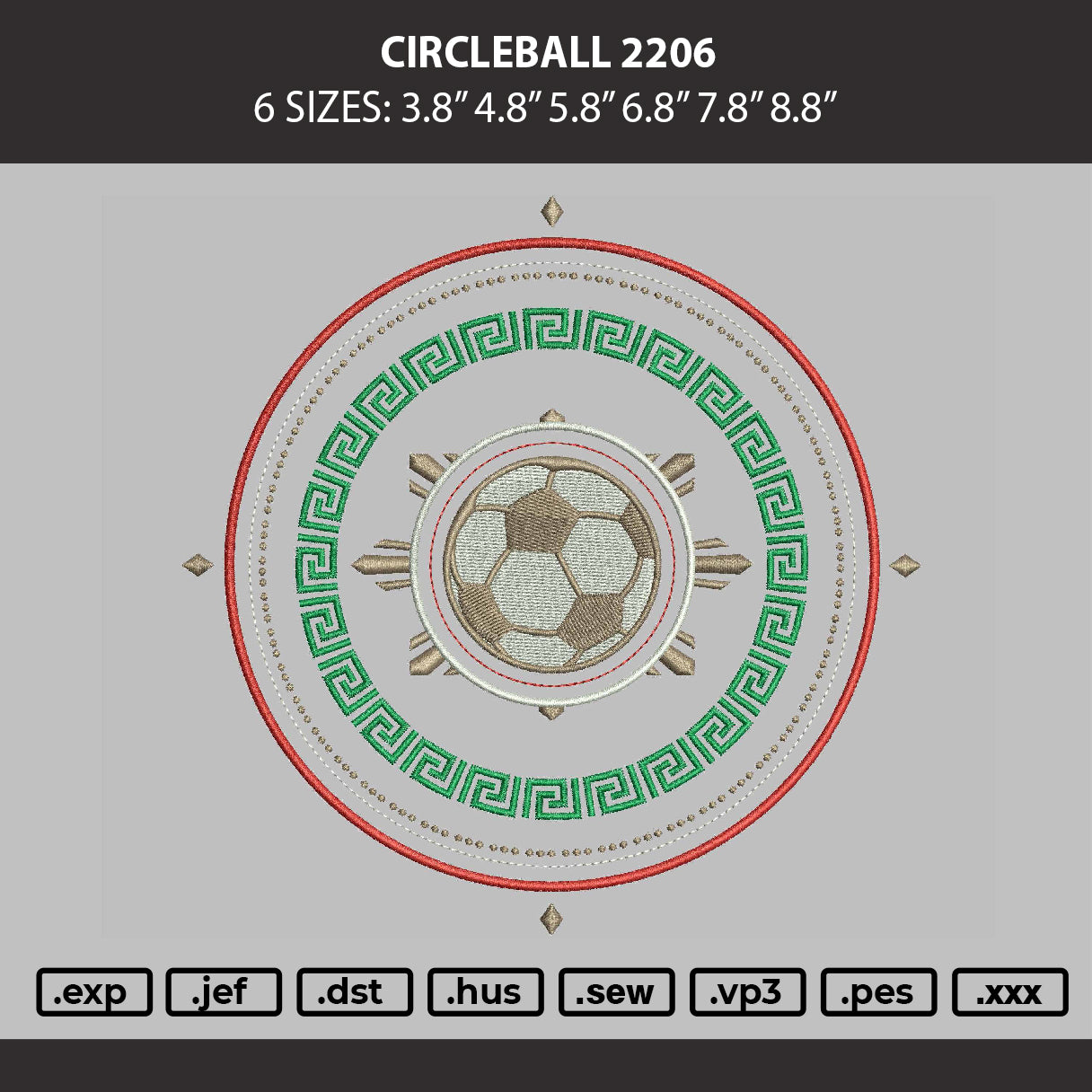 Circleball 2206 Embroidery Machine Design File 6 sizes