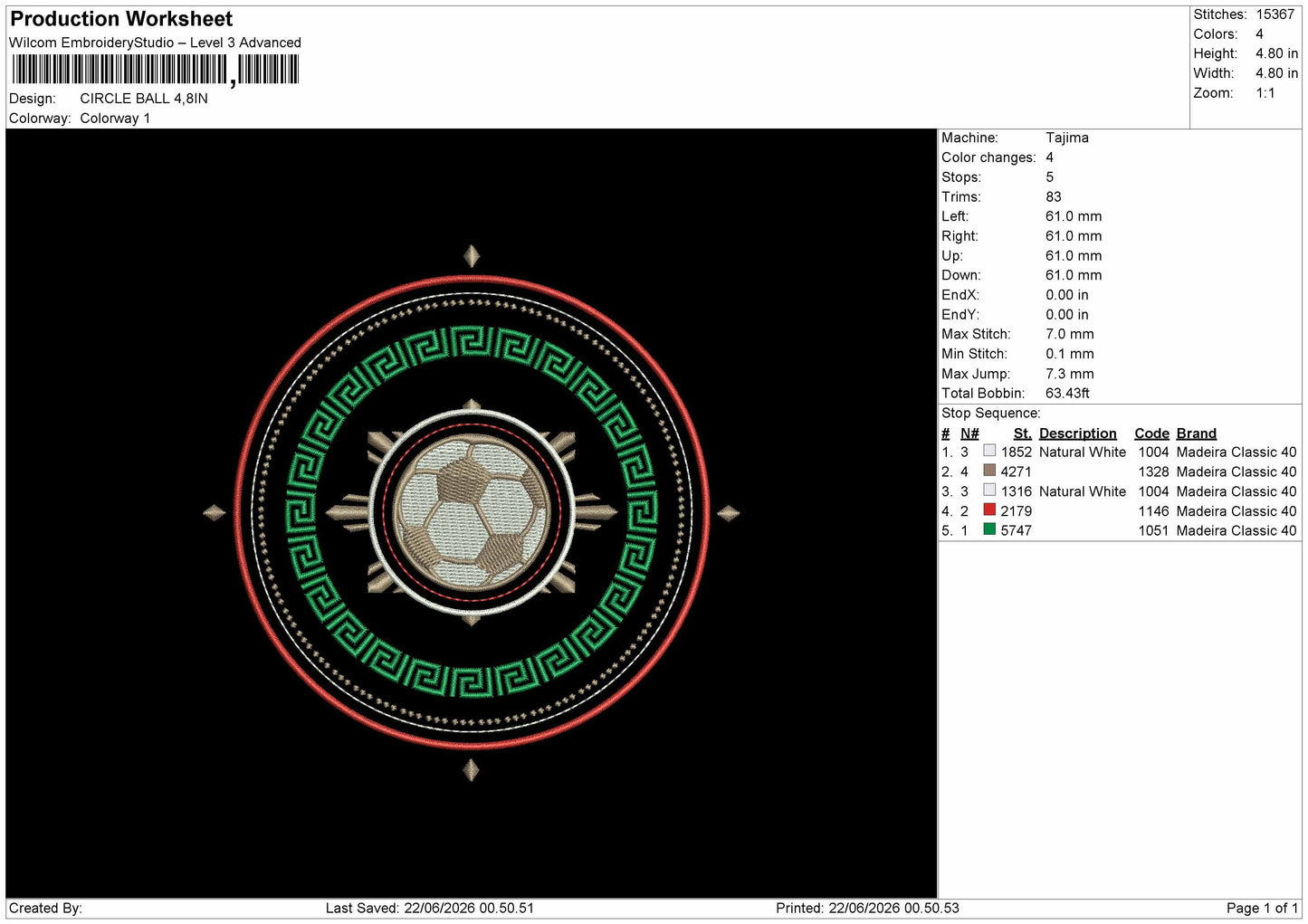 Circleball 2206 Embroidery Machine Design File 6 sizes