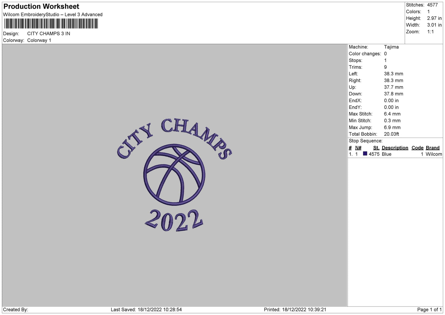 City Champs Embroidery File 6 sizes