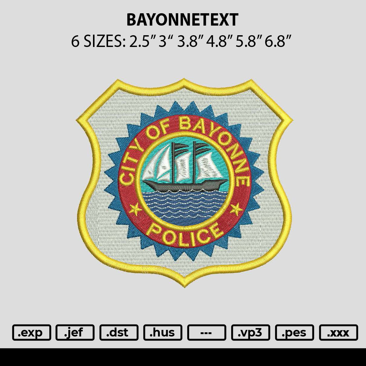 Bayonnetext Embroidery File 6 sizes