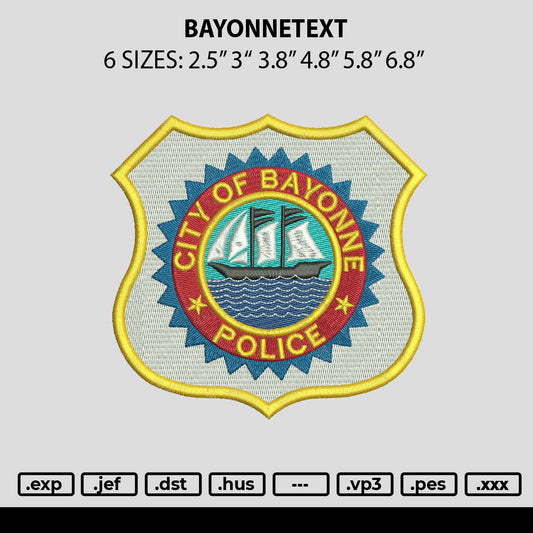 Bayonnetext Embroidery File 6 sizes