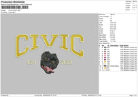 Civic Dog Embroidery File 6 sizes