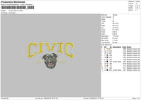 Civic Dog V2 Embroidery File 6 sizes