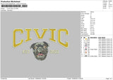 Civic Dog V2 Embroidery File 6 sizes