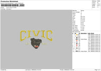 Civic Dog V3 Embroidery File 6 sizes