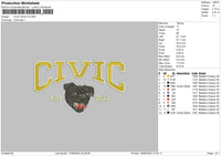 Civic Dog V3 Embroidery File 6 sizes