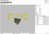 Civic Dog V3 Embroidery File 6 sizes