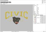 Civic Dog V3 Embroidery File 6 sizes