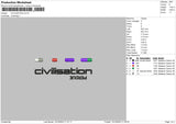 Civilisation Embroidery File 6 sizes