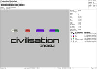 Civilisation Embroidery File 6 sizes