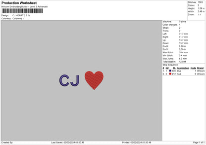Cj Heart Embroidery File 6 sizes