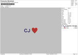 Cj Heart Embroidery File 6 sizes