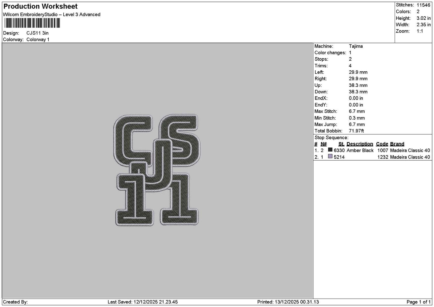 Cjstext 11 Embroidery File 6 sizes