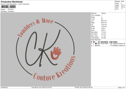 Ck Circle Embroidery File 6 sizes