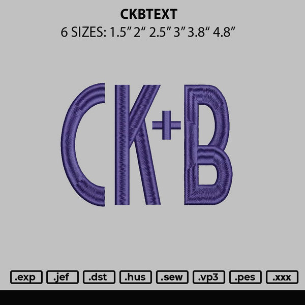 Ckbtext Embroidery File 6 sizes