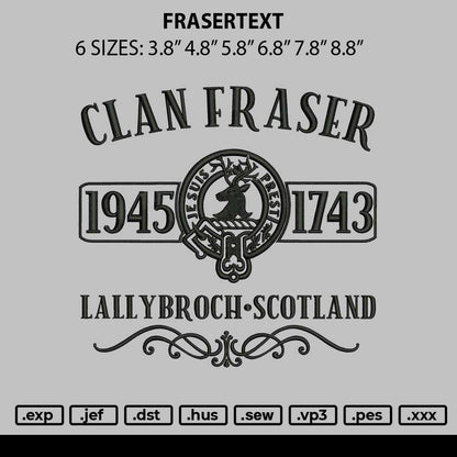 Frasertext Embroidery File 6 sizes