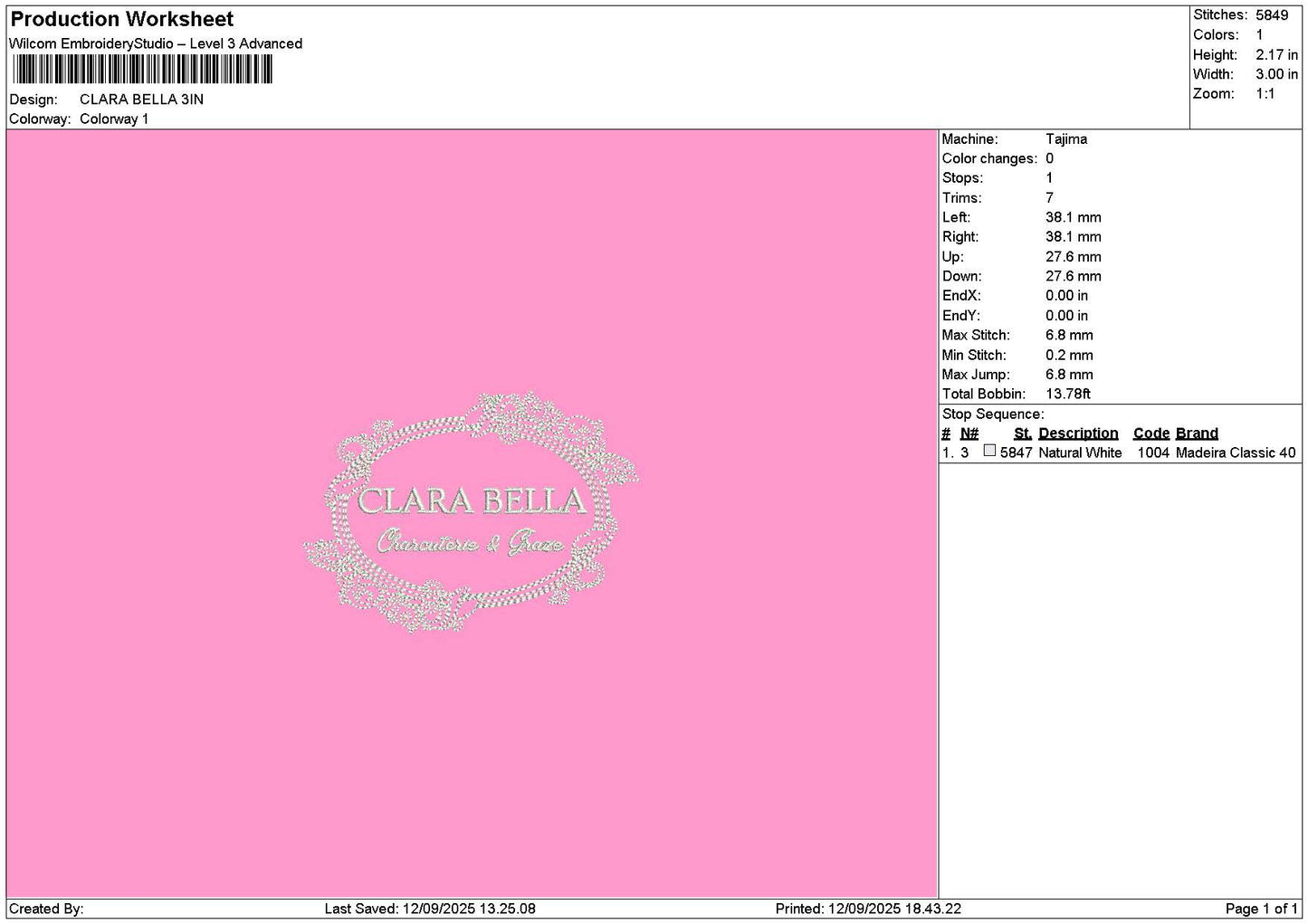 Bellatext 1209 Embroidery File 6 sizes