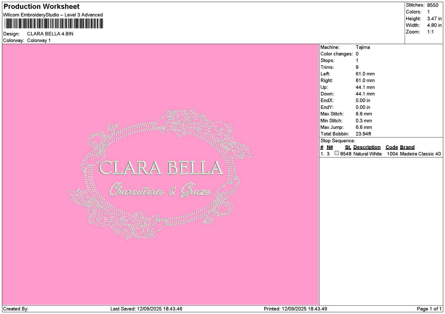 Bellatext 1209 Embroidery File 6 sizes