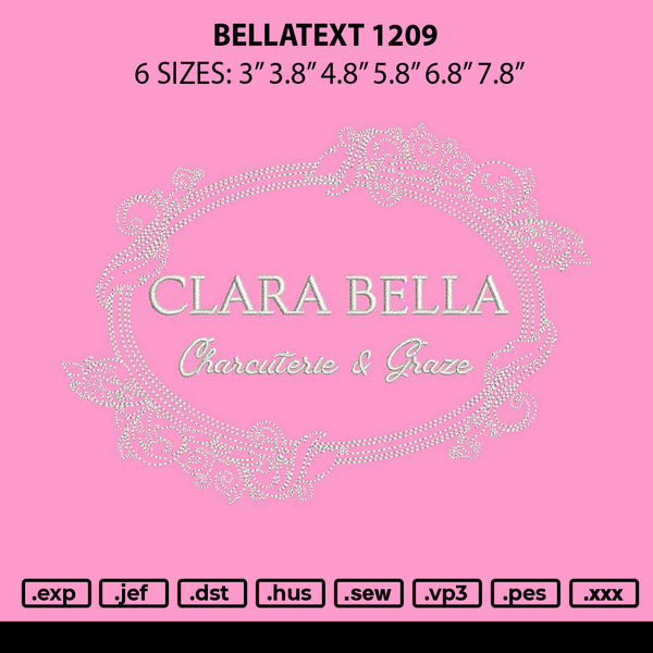 Bellatext 1209 Embroidery File 6 sizes