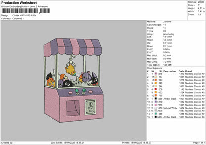 Claw Machine Embroidery File