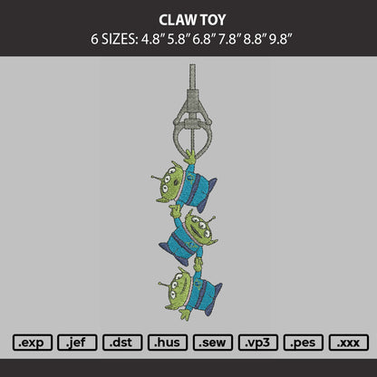 Claw Toy Embroidery Machine Design File 6 sizes