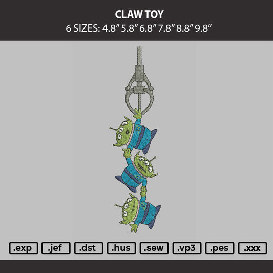 Claw Toy Embroidery Machine Design File 6 sizes