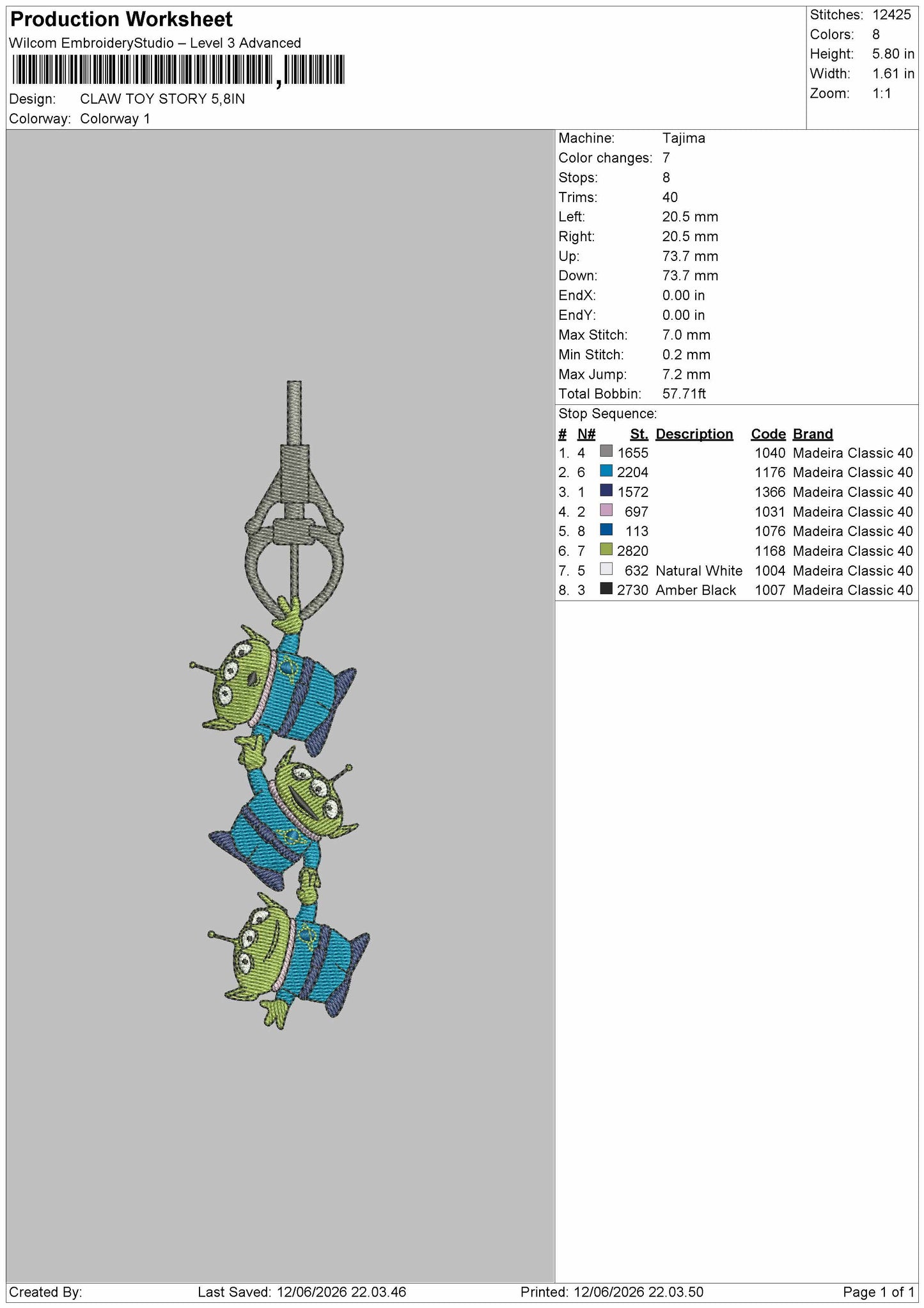 Claw Toy Embroidery Machine Design File 6 sizes
