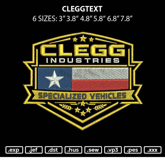 Cleggtext Embroidery File 6 sizes