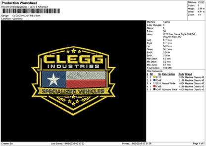 Cleggtext Embroidery File 6 sizes