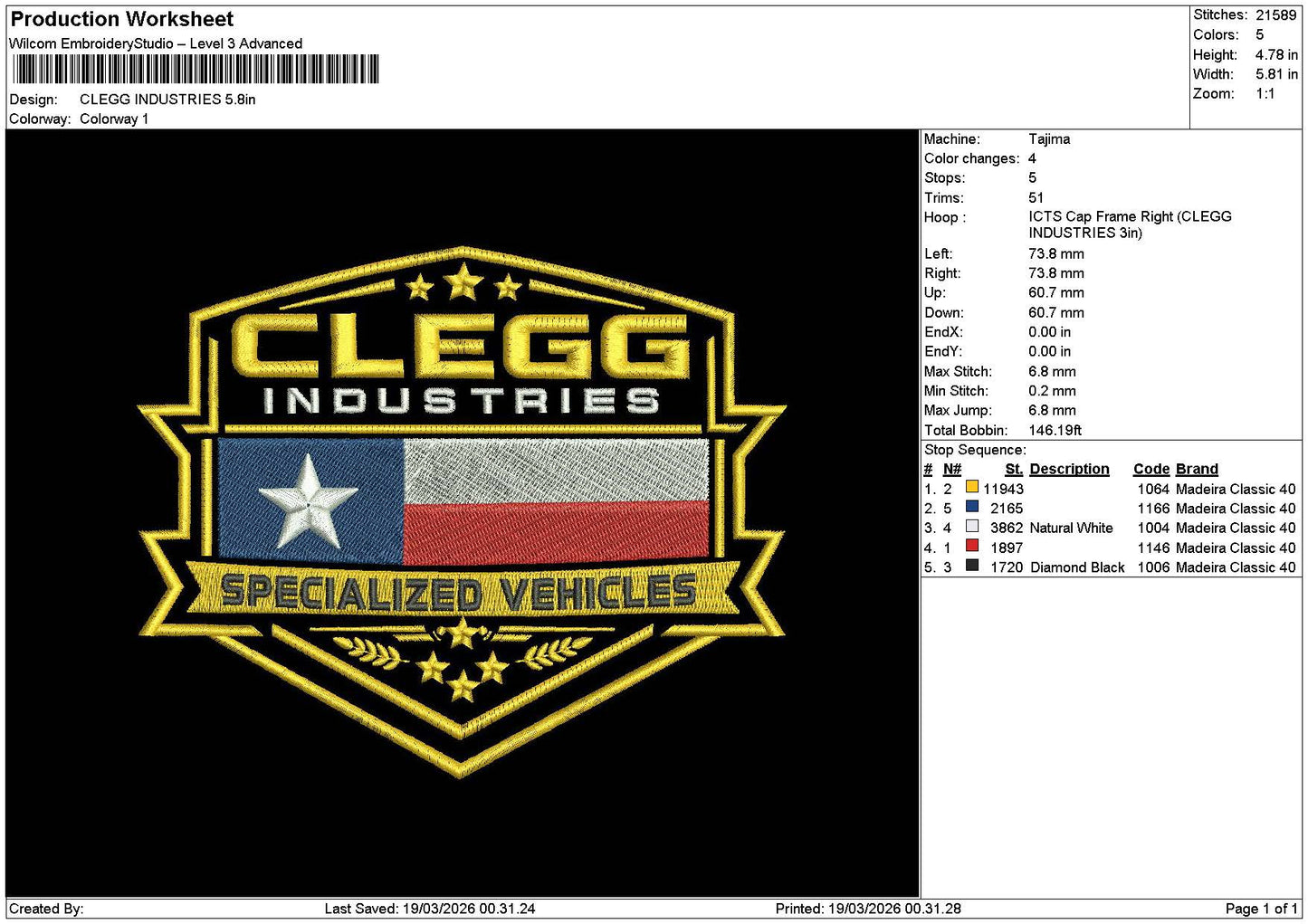 Cleggtext Embroidery File 6 sizes