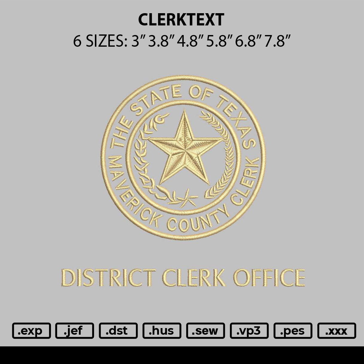 Clerktext Embroidery File 6 sizes